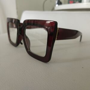 Elegant Burgundy Square Glasses